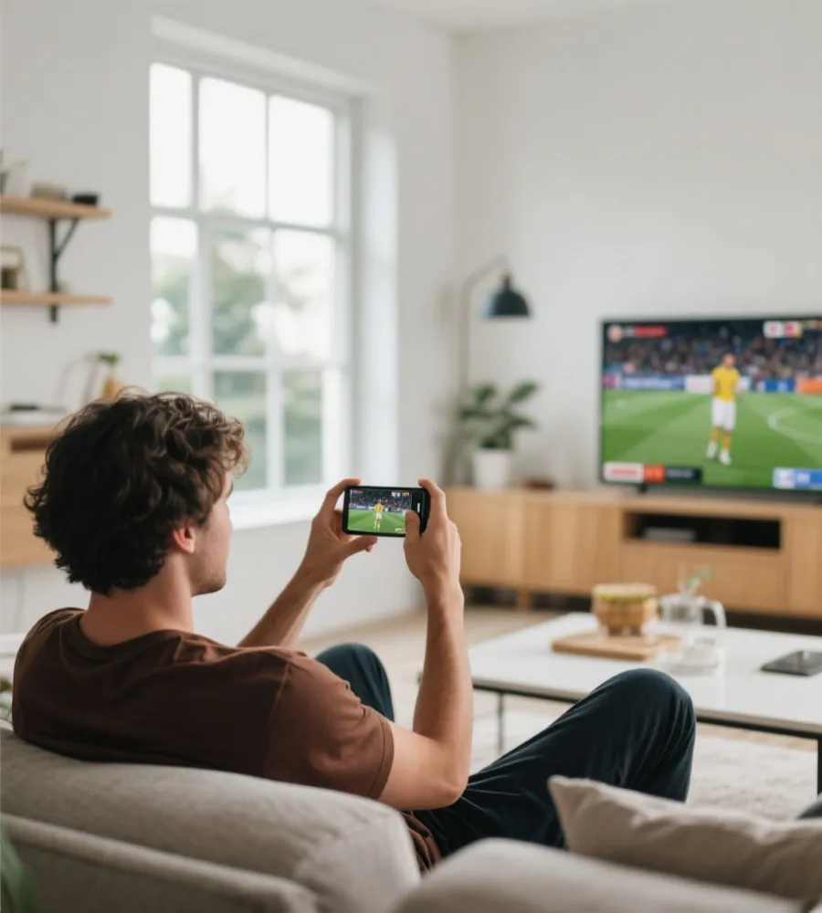 用户通过手机查看体育内容